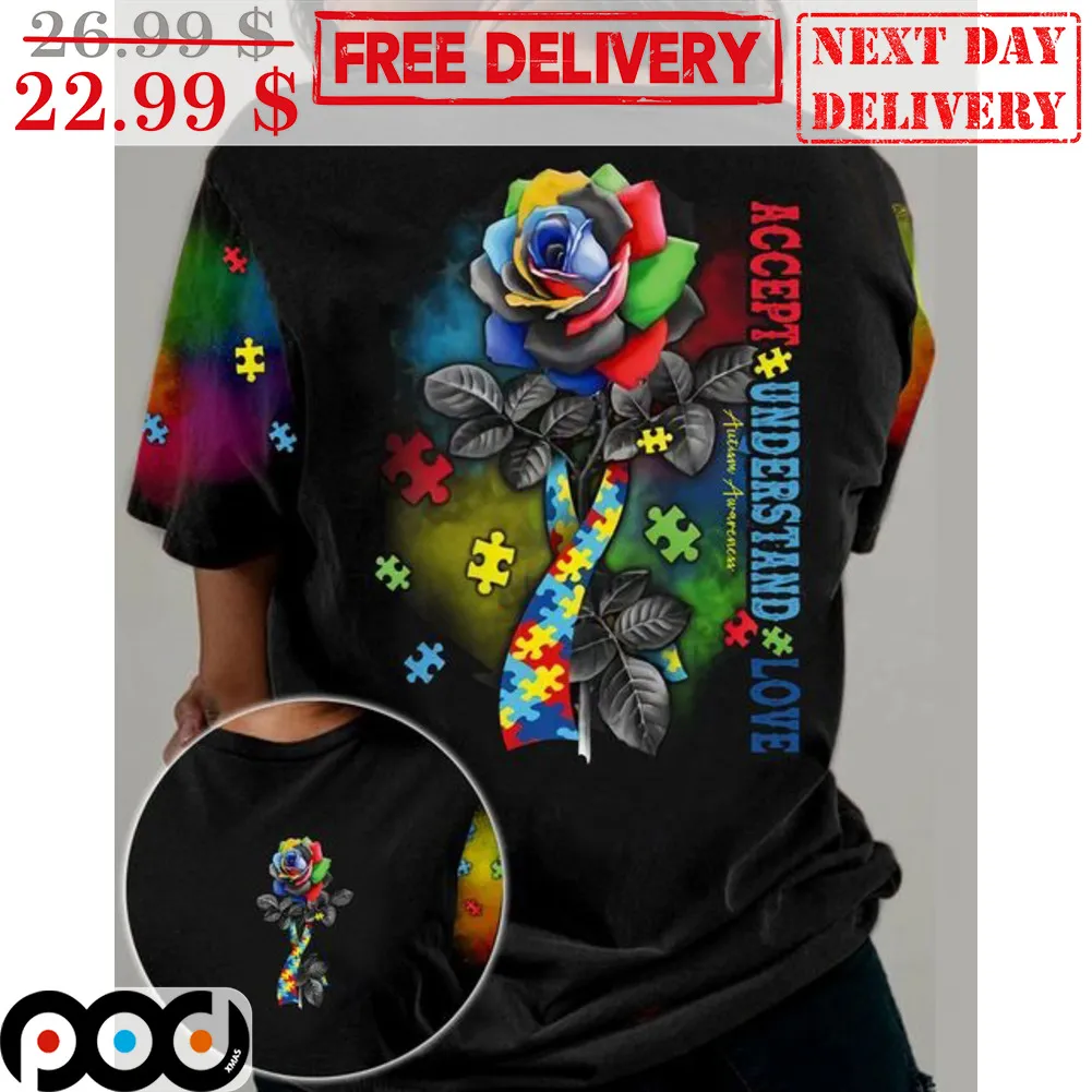 Roses Autism Accept Understand Love Awareness Shirt