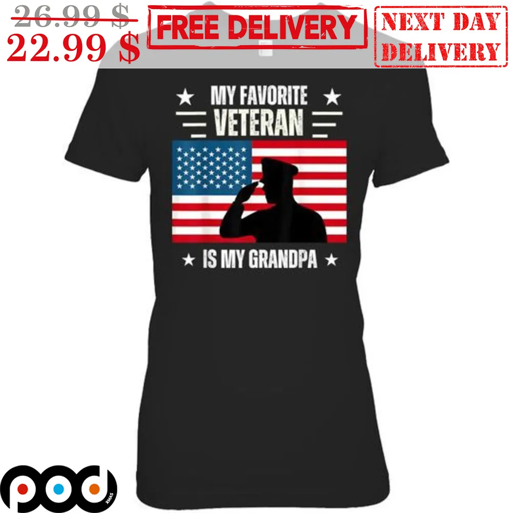 My Favorite Veteran Is My Grandpa American Flag Shirt