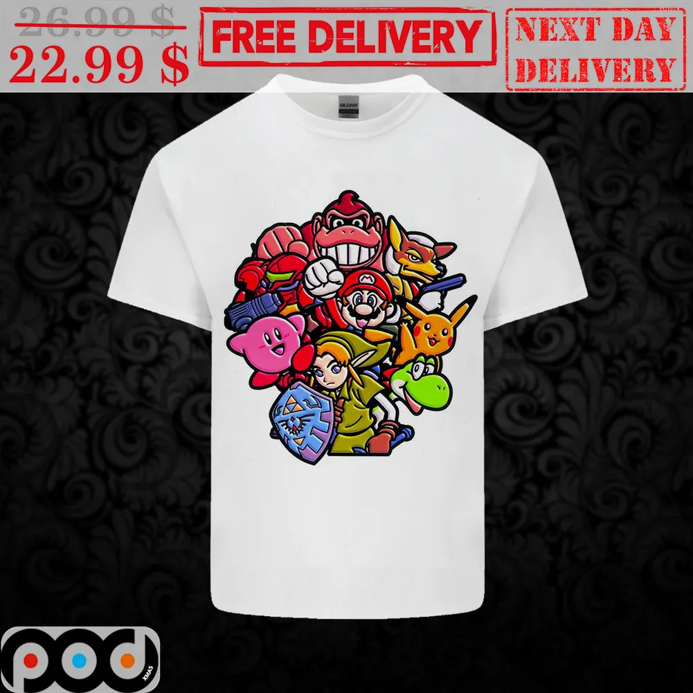 Super Mario Kirby Pikachu Shirt