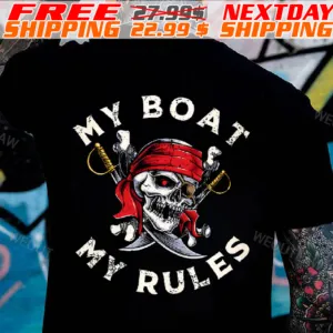 Pirate Skull My Boat My Rules Shirt