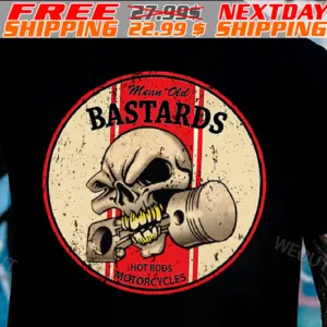 Skull Mean Old Bastards Hot Rods Motorcycles Shirt