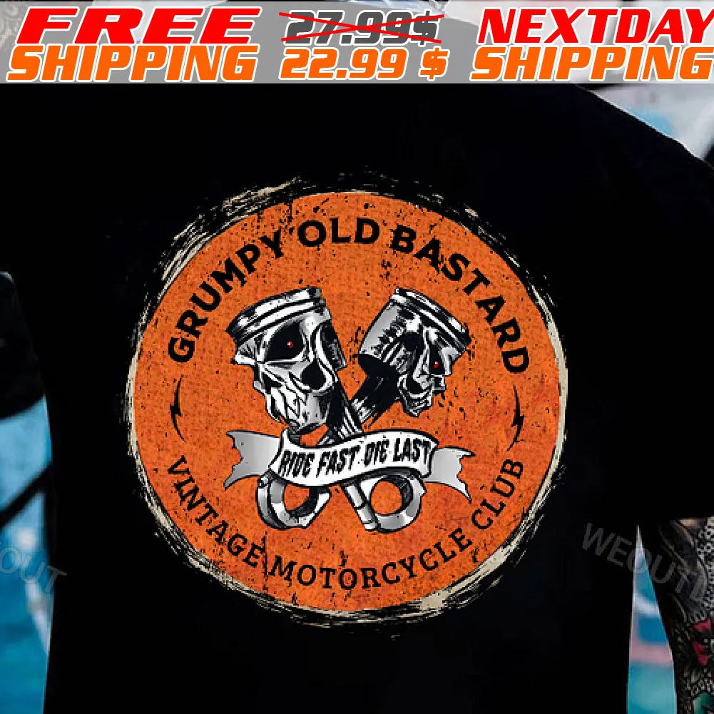 Skull Grumpy Old Bastard Vintage Motorcycle Club Shirt