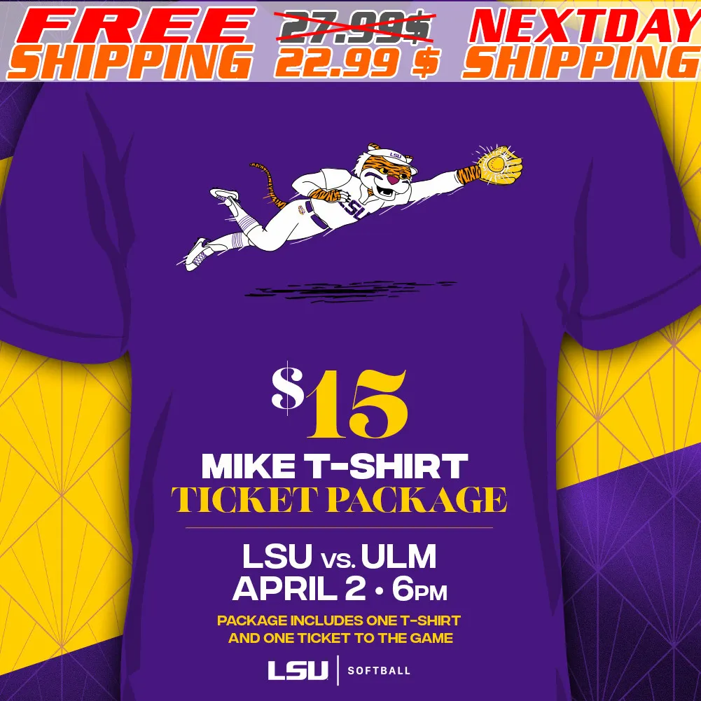 TigerToons Football Mike T-shirt Ticket Package Lsu Vs. Ulm April 2.6pm Package Includes One T-shirt And One Ticket To The Game Lsu Softbal Shirt