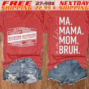 Women’S Raising Mayhem Mom Life Ma Mama Mom Bruh Shirt