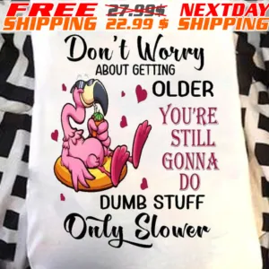 Flamingo Don't Worry About Getting Older You're Still Gonna Do Dumb Stuff Only Slower Shirt