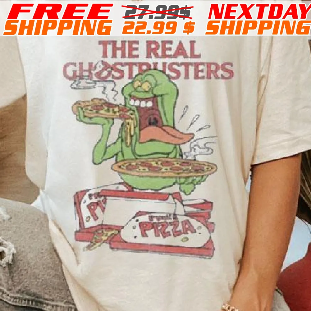 The Real Ghostbusters Slimer Eats Pizza Shirt