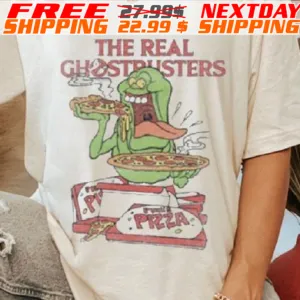 The Real Ghostbusters Slimer Eats Pizza Shirt