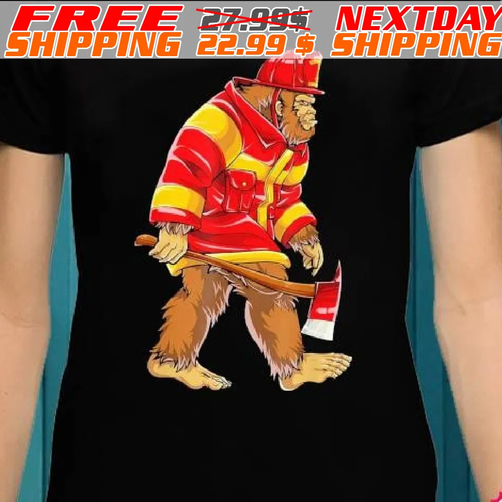 Bigfoot firefighter men thin red line sasquatch lover shirt