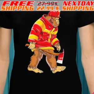 Bigfoot firefighter men thin red line sasquatch lover shirt