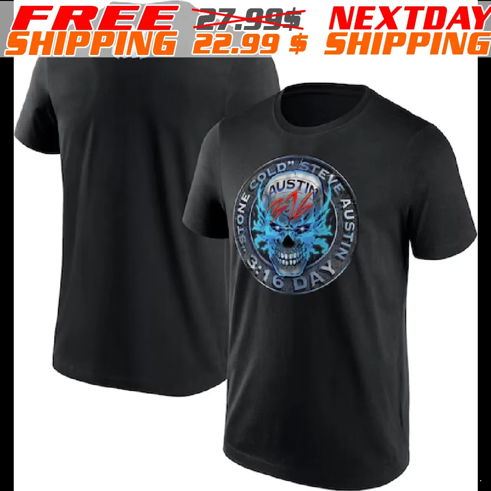WWE Stone Cold Austin 3:16 Day Metal Glowing Skull Shirt