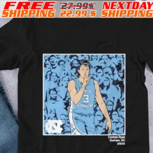 Unc Basketball Cormac Ryan 13 Shhh Durham Nc Fc Shirt