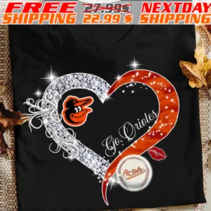 Baltimore Orioles Baseball Go Orioles Lips Diamond Heart Shirt