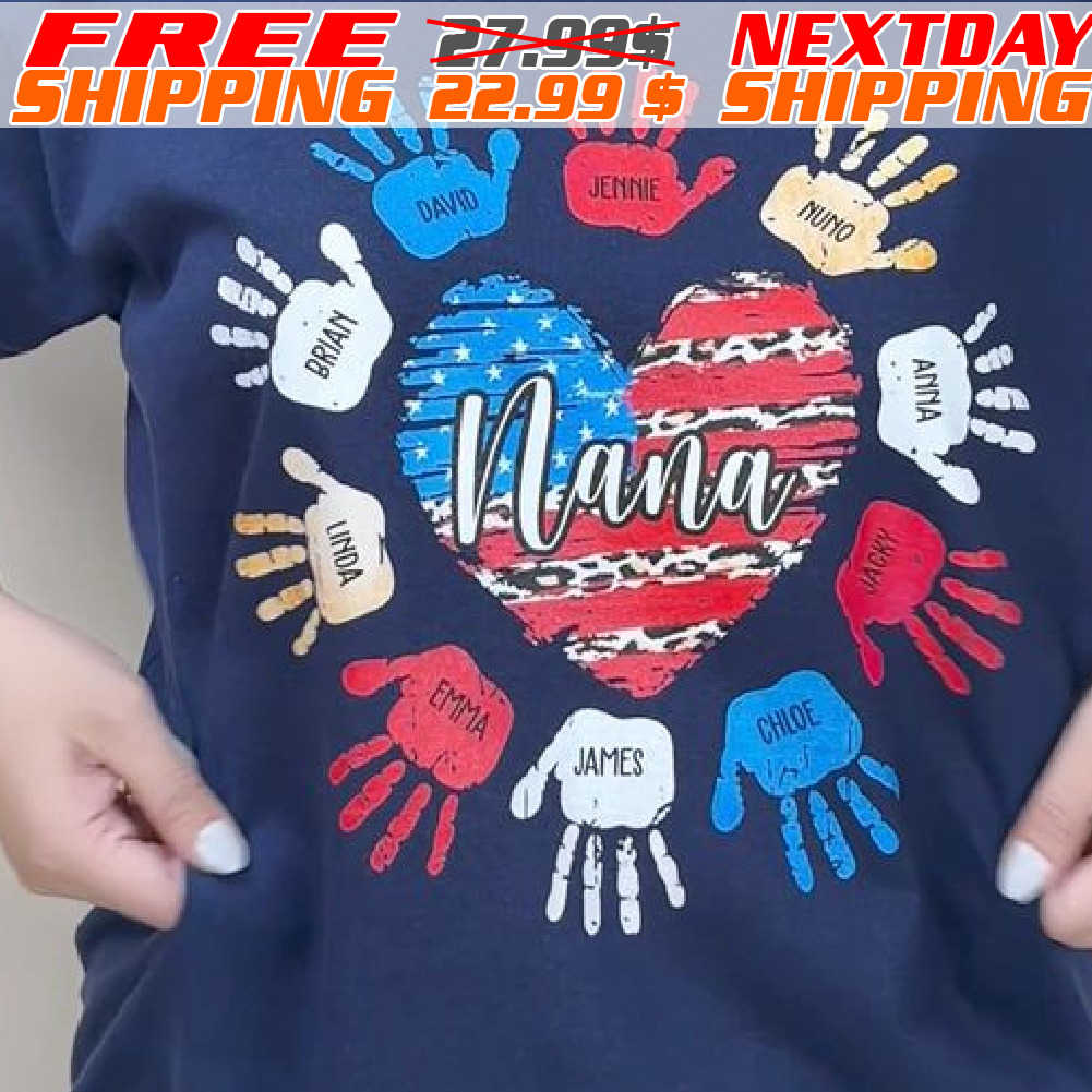 Custom Kids Name Grandma and Grandkids Heart and Hands Shirt