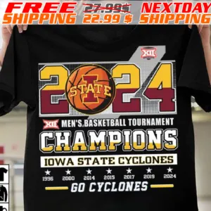 Go Cyclones 2024 Big 12 Men’s Basketball Tournament Champions Shirt