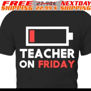 Teacher On Friday Low Battery Icon Shirt