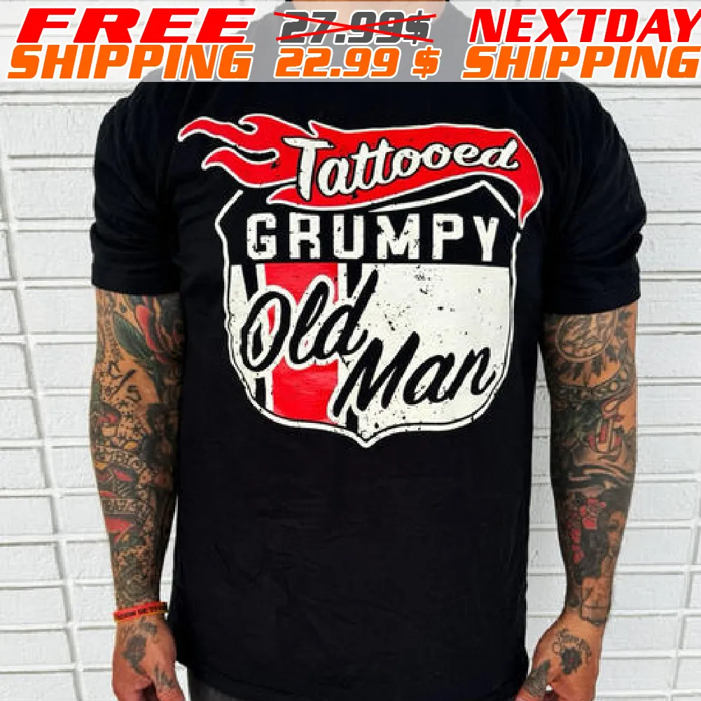 attooed Grumpy Old Man Mens Shirt