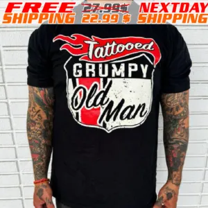 attooed Grumpy Old Man Mens Shirt