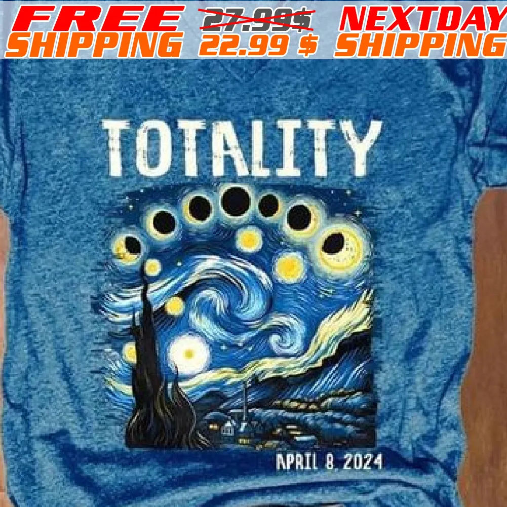 Retro Starry Night & Totality Solar Eclipse Of April 8, 2024 Shirt