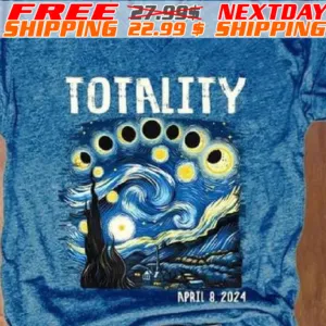 Retro Starry Night & Totality Solar Eclipse Of April 8, 2024 Shirt