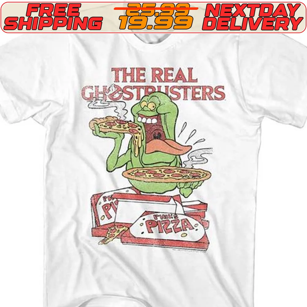 The Real Ghostbusters Slimer Eats Pizza Shirt