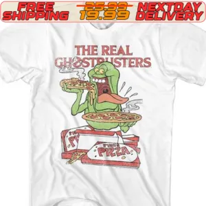 The Real Ghostbusters Slimer Eats Pizza Shirt