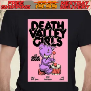 Death Valley Girls Mar 15 2024 Yes Pink Room Manchester England Poster Shirt