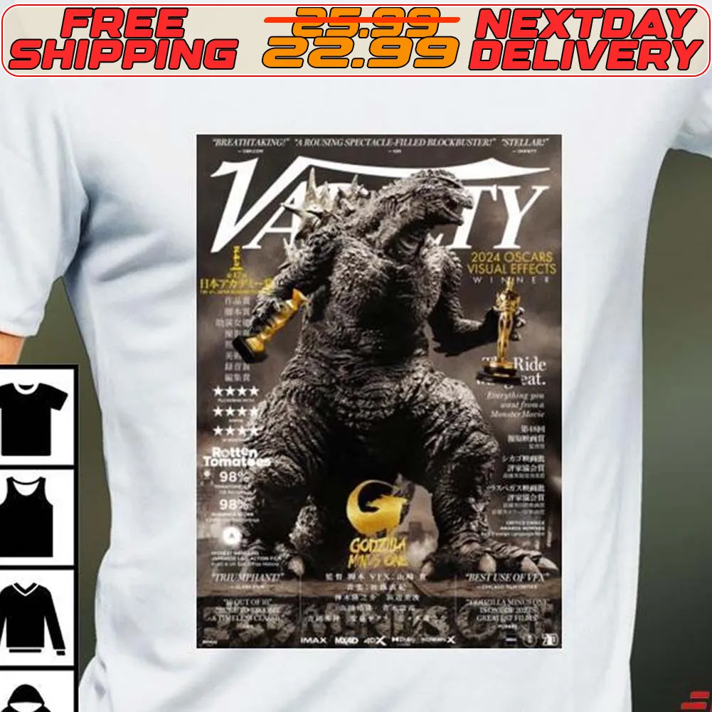 Godzilla Minus One On Variety Cover 2024 Oscars Visual Effects Shirt