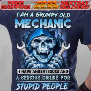 Skull Walk Away I Am A Grumpy Old Mechanic I Have Anger Issues And A Serious Dislike For Stupid People Shirt