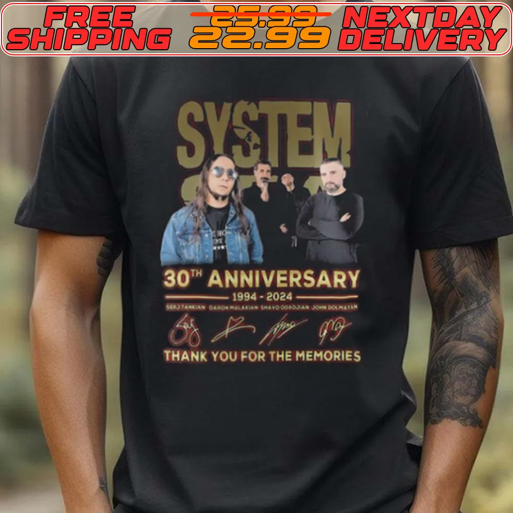 System Of A Down 30th Anniversary 30th Anniversary 1994 2024 Thank You For The Memories Signatures Shirt