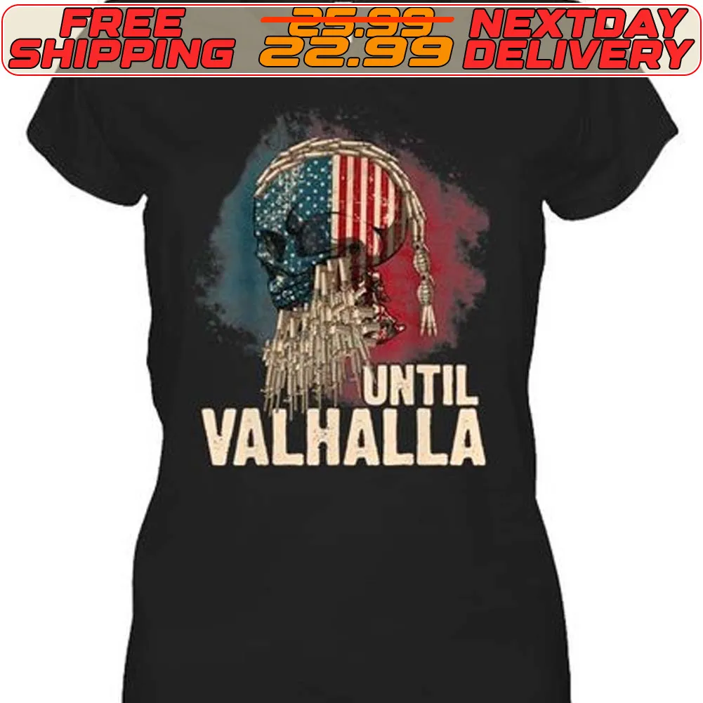 Skull Until Valhalla Viking American Flag Vintage Shirt