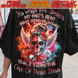 Skull Angel My Wings Ape Broken My Halo's Bent And My Horng Are Showing Yeah Is Going To Be One Of Those Days Shirt