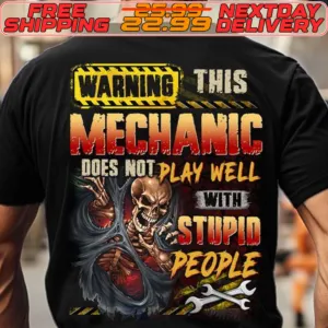 Skull Warning This Mechanic Does Not Play Well With Studio People Shirt