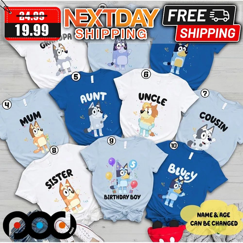 Personalized Bluey Family Birthday Shirts