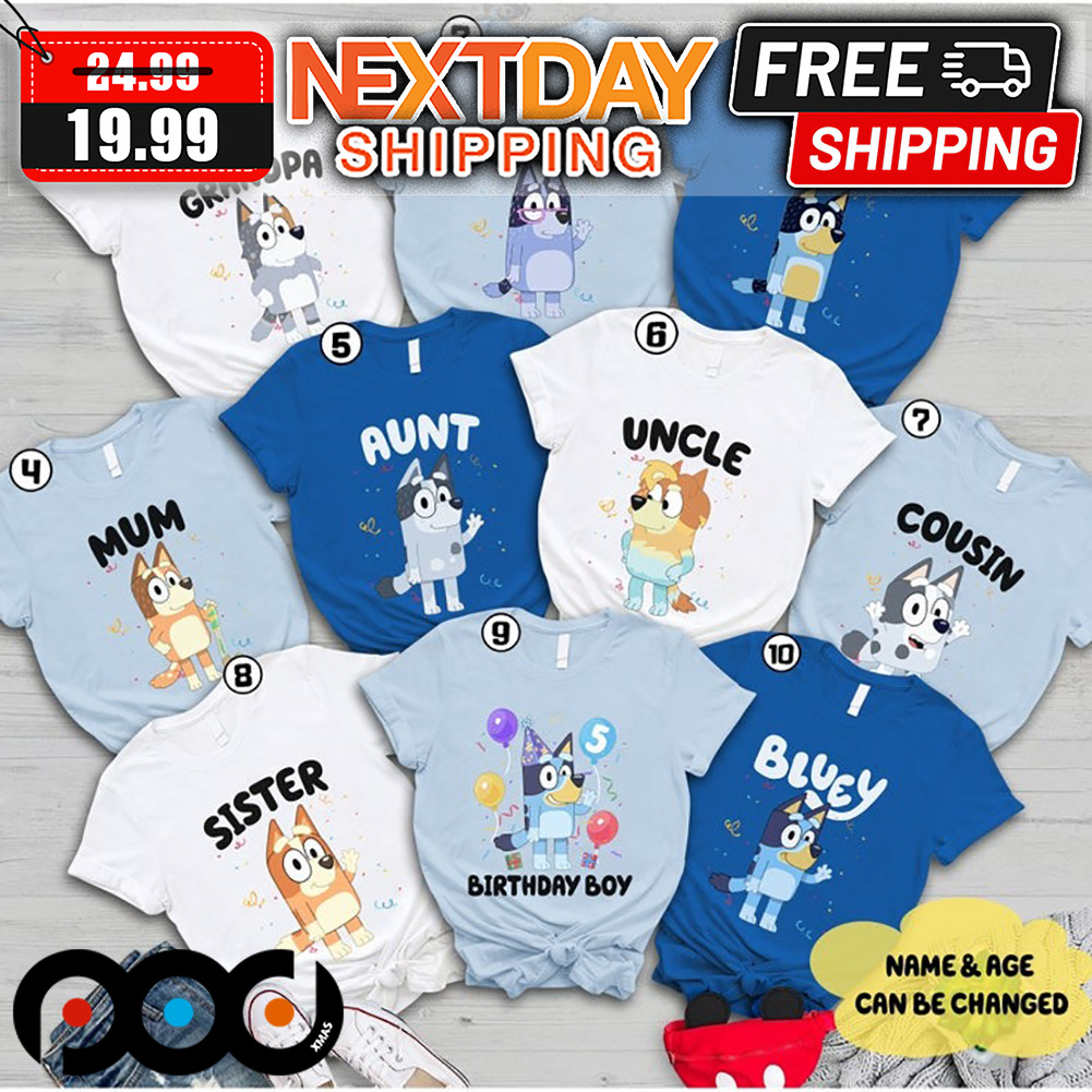 Personalized Bluey Family Birthday Shirts
