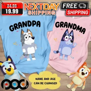 Custom Name Bluey Grandpa Grandma Family Shirt