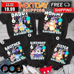 Personalized Bluey Family Birthday Shirt