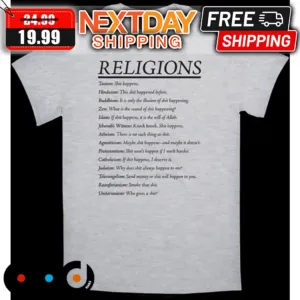 Religions Taoism Hinduism Buddhism Zen Islam Jebovabs Witness Shirt