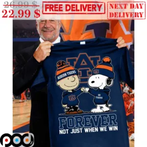 Charlie Brown Snoopy Auburn Tigers Forever Not Just When We Win Shirt