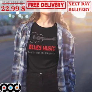 Guitar Blue Music Takes The Blues Away Shirt