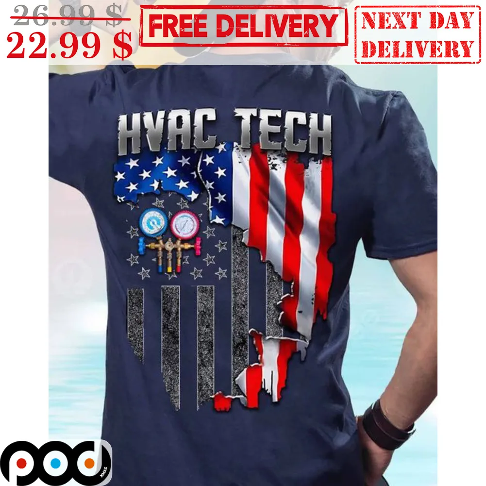 Hvac Tech American Flag Shirt