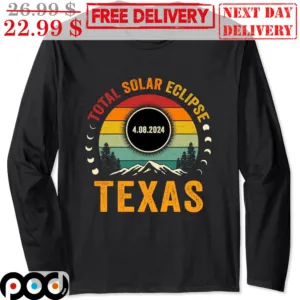 Total Solar Eclipse Texas 4 8 2024 Retro Shirt