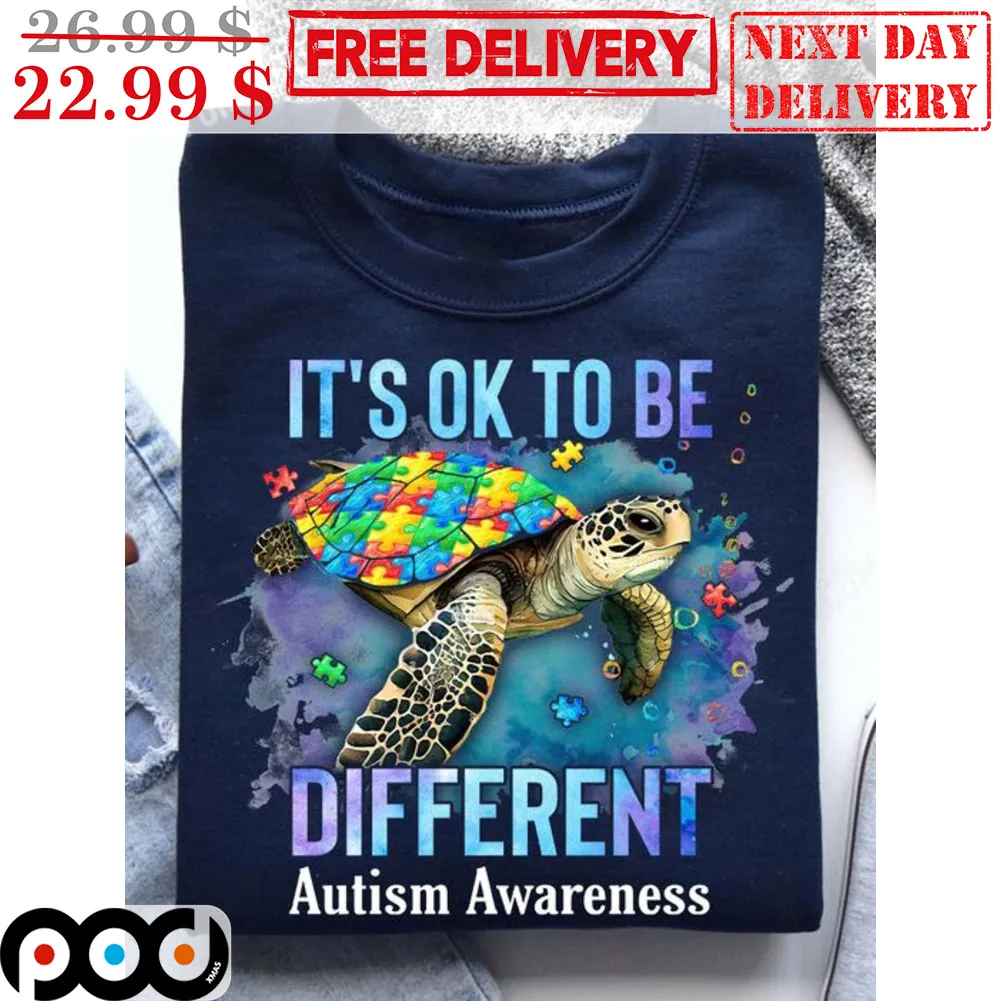 Turtle It's Ok To Be Different Autism Awareness Shirt