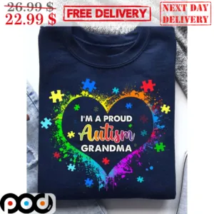 Heart I'm A Proud Autism Grandma Shirt