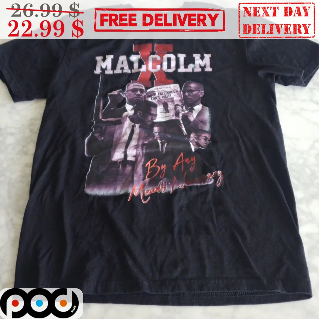 Malcolm X By Any Means Necessary Vintage Retro Shirt