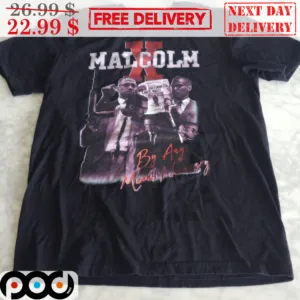 Malcolm X By Any Means Necessary Vintage Retro Shirt