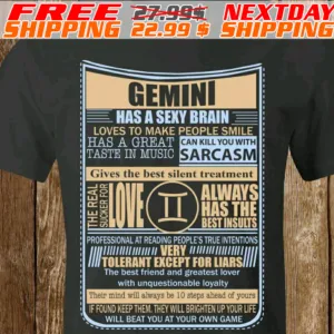 Gemini Has A Sexy Brain Loves To Make People Smile Shirt