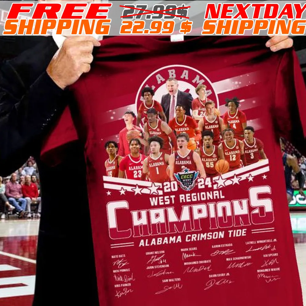 West Regional Champions Alabama Crimson Tide 2024 Signatures Shirt