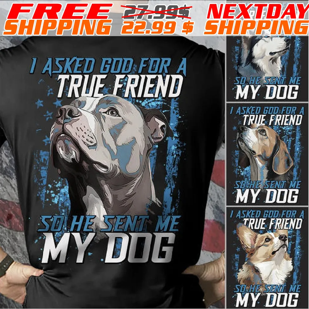 Bulldog I Asked God For A True Friend So He Sent Me My Dog Shirt