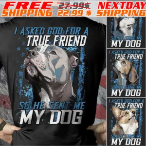 Bulldog I Asked God For A True Friend So He Sent Me My Dog Shirt
