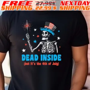 Skeleton Dead Inside But It’s the 4th Of July 2024 Shirt